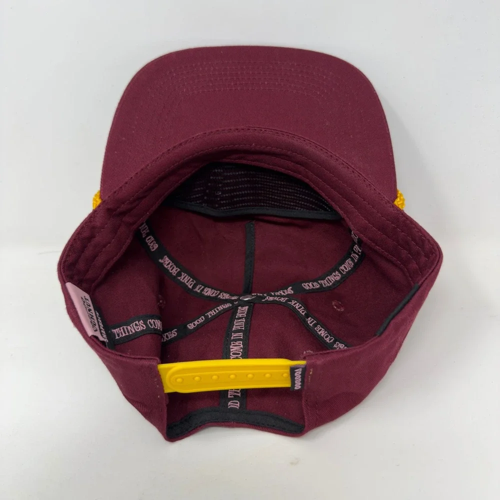 Rare Voodoo Doughnut Tempe AZ Maroon Snapback Rope Hat Yellow Patch Logo Cap ASU
